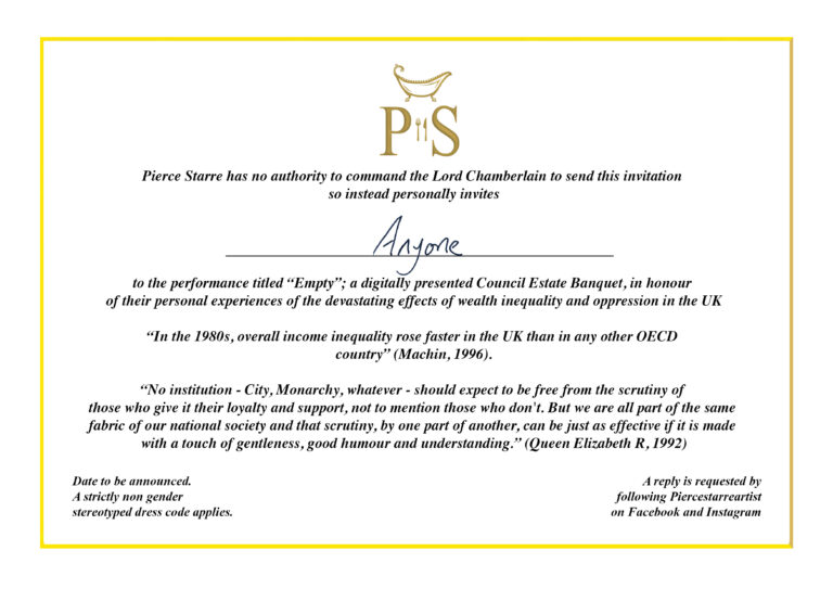 Pierce Starre, Banquet Invitation